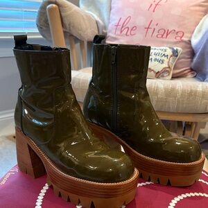 Seychelles from free people!-Stunning glossy olive chunky boots!